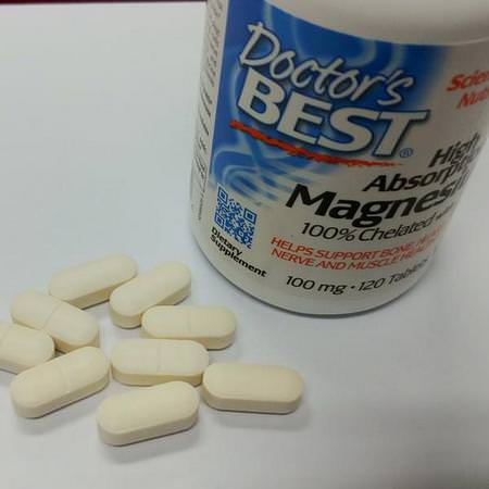 Doctor's Best, High Absorption Magnesium 100% Chelated with Albion Minerals, 100 mg, 240 Tablets