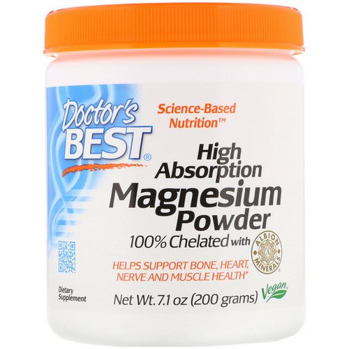 Doctor's Best, High Absorption Magnesium Powder 100% Chelated with Albion Minerals, 7.1 oz (200 g) فوائد
