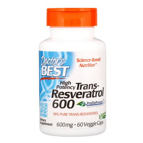 Doctor's Best, High Potency Trans-Resveratrol, 600 mg, 60 Veggie Caps فوائد