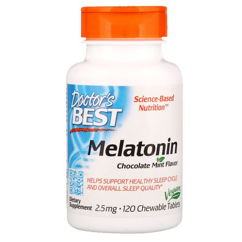 Doctor's Best, Melatonin, Chocolate Mint Flavor, 2.5 mg, 120 Chewable Tablets فوائد