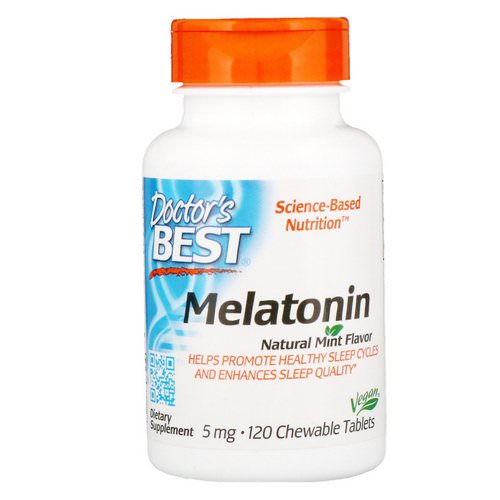 Doctor's Best, Melatonin, Natural Mint Flavor, 5 mg, 120 Chewable Tablets فوائد