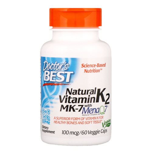Doctor's Best, Natural Vitamin K2 MK-7 with MenaQ7, 100 mcg, 60 Veggie Caps فوائد