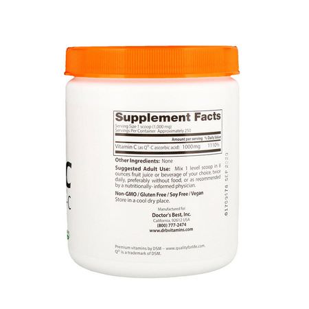 Doctor's Best, Pure Vitamin C Powder with Q-C, 8.8 oz (250 g):أنفلونزا, سعال
