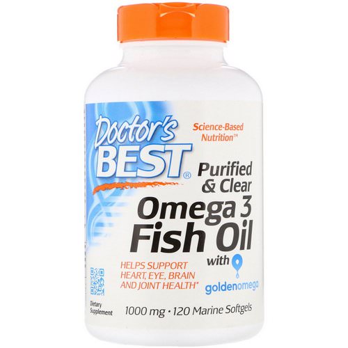 Doctor's Best, Purified & Clear Omega 3 Fish Oil with Goldenomega, 1000 mg, 120 Marine Softgels فوائد