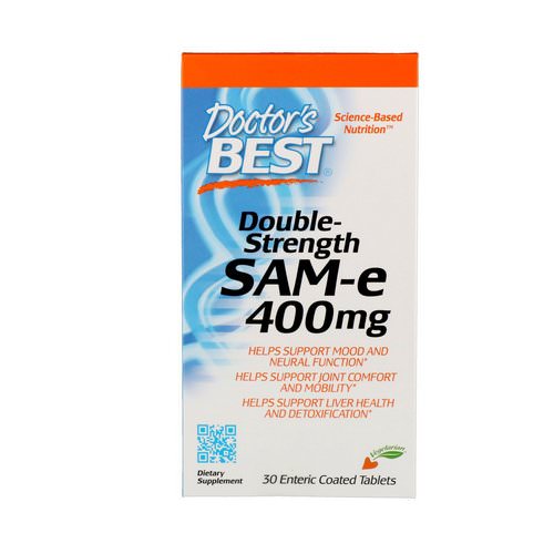 Doctor's Best, SAM-e, Double-Strength, 400 mg, 30 Enteric Coated Tablets فوائد