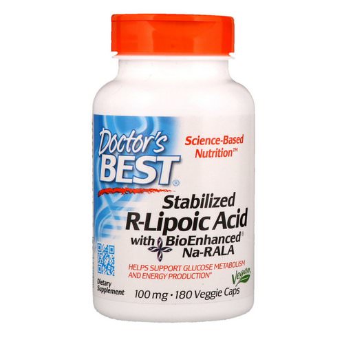 Doctor's Best, Stabilized R-Lipoic Acid with BioEnhanced Na-RALA, 100 mg, 180 Veggie Caps فوائد