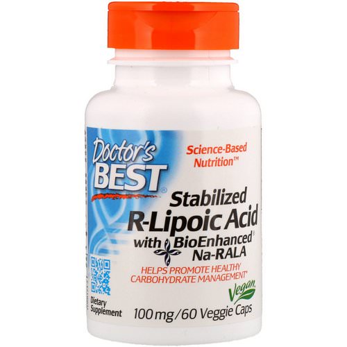Doctor's Best, Stabilized R-Lipoic Acid with BioEnhanced Na-RALA, 100 mg, 60 Veggie Caps فوائد
