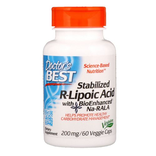 Doctor's Best, Stabilized R-Lipoic Acid with BioEnhanced Na-RALA, 200 mg, 60 Veggie Caps فوائد