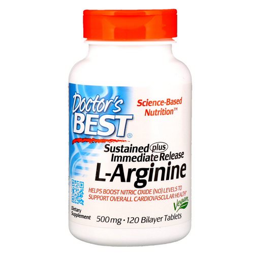 Doctor's Best, Sustained Plus Immediate Release L-Arginine, 500 mg, 120 Bilayer Tablets فوائد