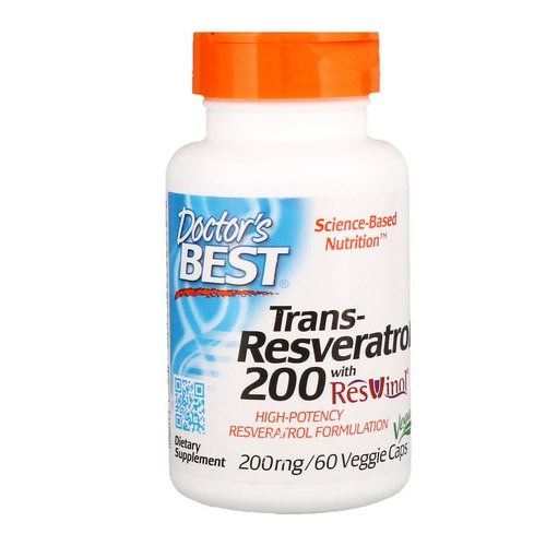 Doctor's Best, Trans-Resveratrol with Resvinol, 200 mg, 60 Veggie Caps فوائد