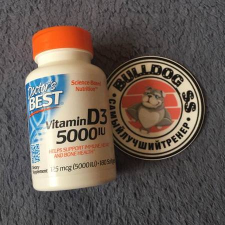 Doctor's Best, Vitamin D3, 125 mcg (5000 IU), 180 Softgels
