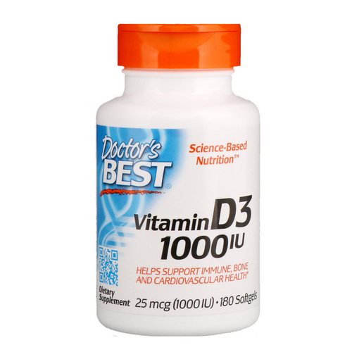 Doctor's Best, Vitamin D3, 25 mcg (1,000 IU), 180 Softgels فوائد