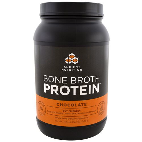Dr. Axe / Ancient Nutrition, Bone Broth Protein, Chocolate, 2.22 lbs (1008 g) فوائد