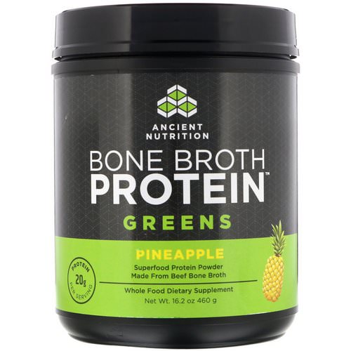 Dr. Axe / Ancient Nutrition, Bone Broth Protein Greens, Pineapple, 16.2 oz (460 g) فوائد