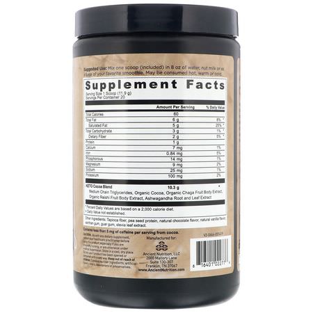 Dr. Axe / Ancient Nutrition, Keto Cocoa, Ancient Energy Elixir, 8.39 oz (238 g):الكاكا, شرب الش,ك,لاته