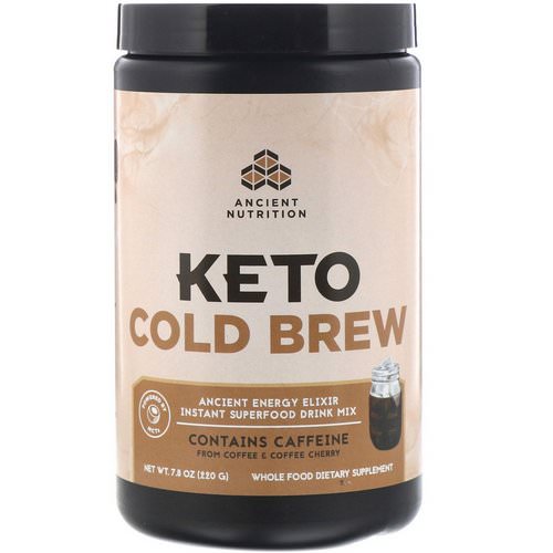 Dr. Axe / Ancient Nutrition, Keto Cold Brew, Ancient Energy Elixir, 7.8 oz (220 g) فوائد