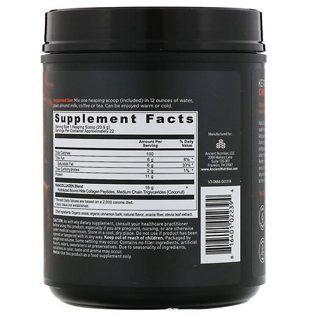 Dr. Axe / Ancient Nutrition, Keto Collagen, Collagen Protein + Coconut MCTs, Chocolate, 16.4 oz (460 g):زيت MCT, ال,زن