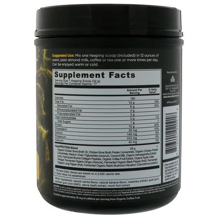 Dr. Axe / Ancient Nutrition, Keto Protein, Ketogenic Performance Fuel, Banana Creme, 19 oz (540 g):مرق العظام, المفاصل