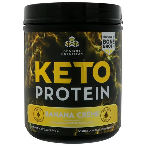Dr. Axe / Ancient Nutrition, Keto Protein, Ketogenic Performance Fuel, Banana Creme, 19 oz (540 g) فوائد