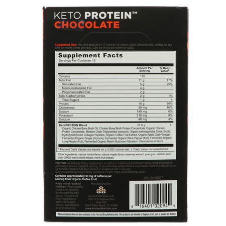 Dr. Axe / Ancient Nutrition, Keto Protein, Ketogenic Performance Fuel, Chocolate, 15 Single Serve Packets, 1.13 oz (32 g) Each:مرق العظام, المفاصل