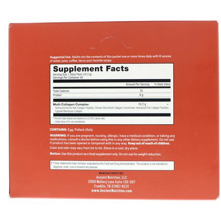 Dr. Axe / Ancient Nutrition, Multi Collagen Protein, 40 Single Stick Packets, 14.4 oz (408 g):مكملات الك,لاجين, المفصل