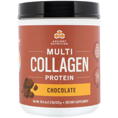 Dr. Axe / Ancient Nutrition, Multi Collagen Protein, Chocolate, 1.2 lbs (525 g) فوائد