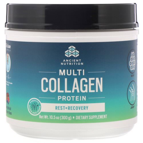 Dr. Axe / Ancient Nutrition, Multi Collagen Protein, Rest + Recovery, Calming Natural Mixed Berry, 10.5 oz (300 g) فوائد