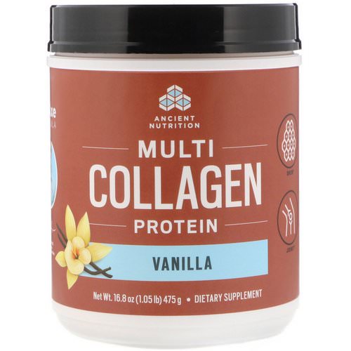 Dr. Axe / Ancient Nutrition, Multi Collagen Protein, Vanilla, 1.05 lbs (475 g) فوائد