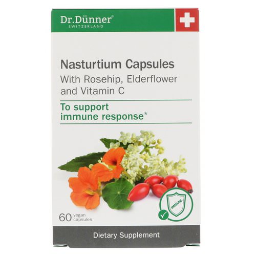Dr. Dunner, USA, Nasturtium Capsules, With Rosehip, Elderflower and Vitamin C, 60 Vegan Capsules فوائد