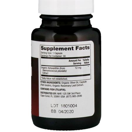 Dr. Mercola, Astaxanthin, 12 mg, 30 Capsules:أستازانتين, مضادات الأكسدة