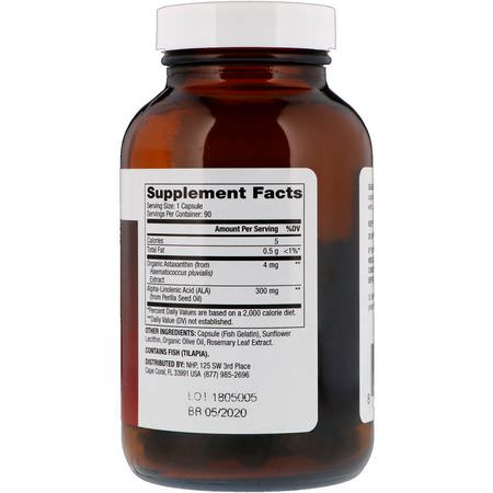 Dr. Mercola, Astaxanthin, 4 mg, 90 Capsules:أستازانتين, مضادات الأكسدة