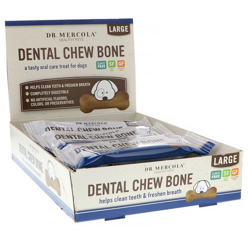 Dr. Mercola, Dental Chew Bone, Large, For Dogs, 12 Bones, 2.15 oz (61 g) Each فوائد