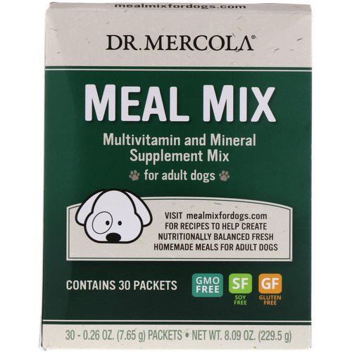 Dr. Mercola, Meal Mix, Multivitamin and Mineral Supplement Mix for Adult Dogs, 30 Packets, 0.26 oz (7.65 g) Each فوائد