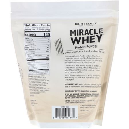 Dr. Mercola, Miracle Whey, Protein Powder, Chocolate, 1 lb (454 g):بر,تين مصل اللبن, التغذية الرياضية