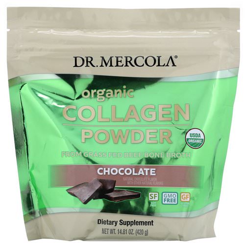 Dr. Mercola, Organic Collagen Powder From Grass Fed Beef Bone Broth, Chocolate, 14.81 oz (420 g) فوائد