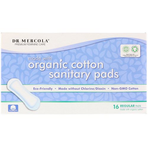 Dr. Mercola, Organic Cotton Sanitary Pads, Regular, 16 Pads فوائد