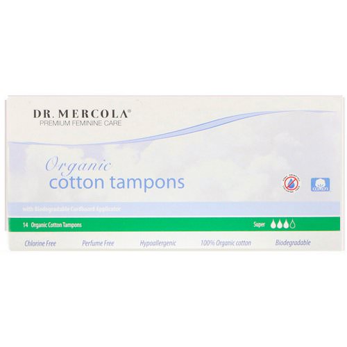 Dr. Mercola, Organic Cotton Tampons, Super, 14 Tampons فوائد