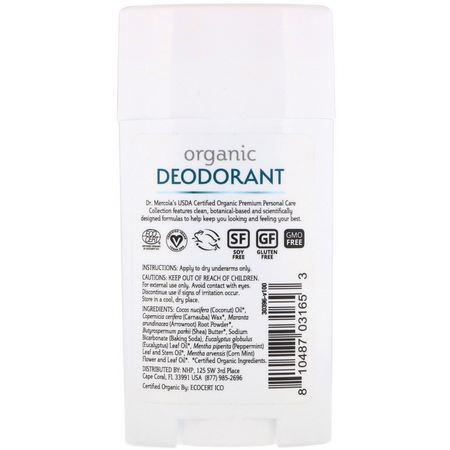 Dr. Mercola, Organic Deodorant, Eucalyptus Mint, 2.5 (70.8 g):مزيل العرق, الحمام
