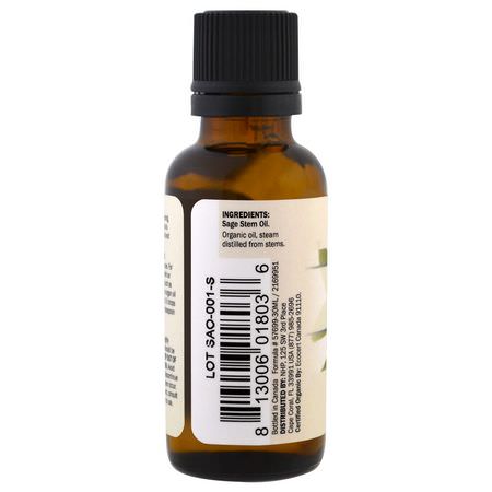 Dr. Mercola, Organic Essential Oil, Sage, 1 oz (30 ml):زيت المريمية, الت,ازن