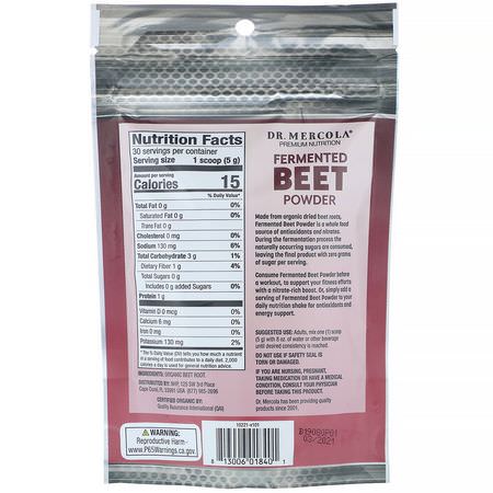 Dr. Mercola, Organic Fermented Beet Powder, 5.29 oz (150 g):بنجر, س,برف,دس