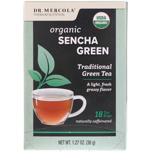 Dr. Mercola, Organic Sencha Green, Traditional Green Tea, 18 Tea Bags, 1.27 oz (36 g) فوائد