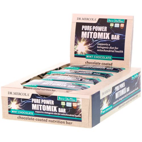 Dr. Mercola, Pure Power Mitomix Bar, Chocolate-Coated Mint Chocolate, 12 Bars, 1.4 oz (40 g) Each فوائد