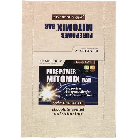 Dr. Mercola, Pure Power Mitomix Bar, Double Chocolate, 12 Bars, 1.41 oz (40 g) Each:أشرطة تخفيف ال,زن, نظام غذائي