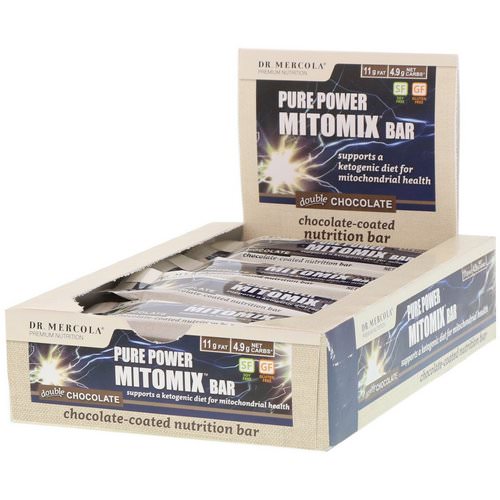 Dr. Mercola, Pure Power Mitomix Bar, Double Chocolate, 12 Bars, 1.41 oz (40 g) Each فوائد