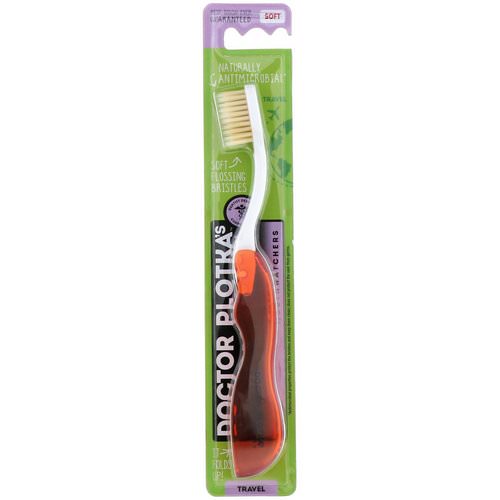 Dr. Plotka, MouthWatchers, Travel, Naturally Antimicrobial Toothbrush, Soft, Red, 1 Toothbrush فوائد