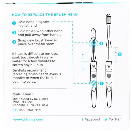 Dr. Tung's, Ionic Toothbrush, Replacement Brush Heads, Soft Bristles, 2 Pack:فرش الأسنان, العناية بالفم