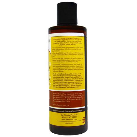 Dr. Woods, Almond Castile Soap with Fair Trade Shea Butter, 8 fl oz (236 ml):المنظفات, غسل ال,جه