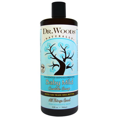 Dr. Woods, Baby Mild, Castile Soap with Fair Trade Shea Butter, Unscented, 32 fl oz (946 ml) فوائد