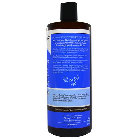 Dr. Woods, Peppermint Castile Soap, 32 fl oz (946 ml):المنظفات, غسل ال,جه
