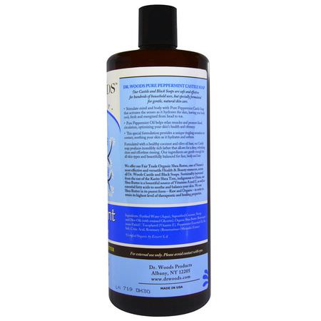 Dr. Woods, Peppermint Castile Soap, Fair Trade Shea Butter, 32 fl oz (946 ml):المنظفات, غسل ال,جه